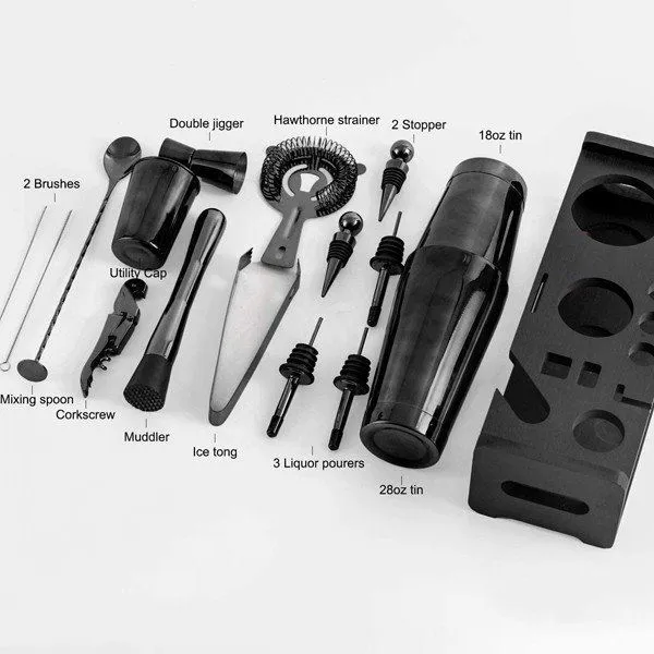 블랙 칵테일 셰이커 세트(스탠드 포함)